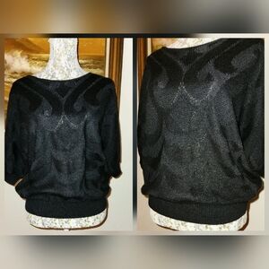 Vintage 1980s Black Knit Sweater by Herald House